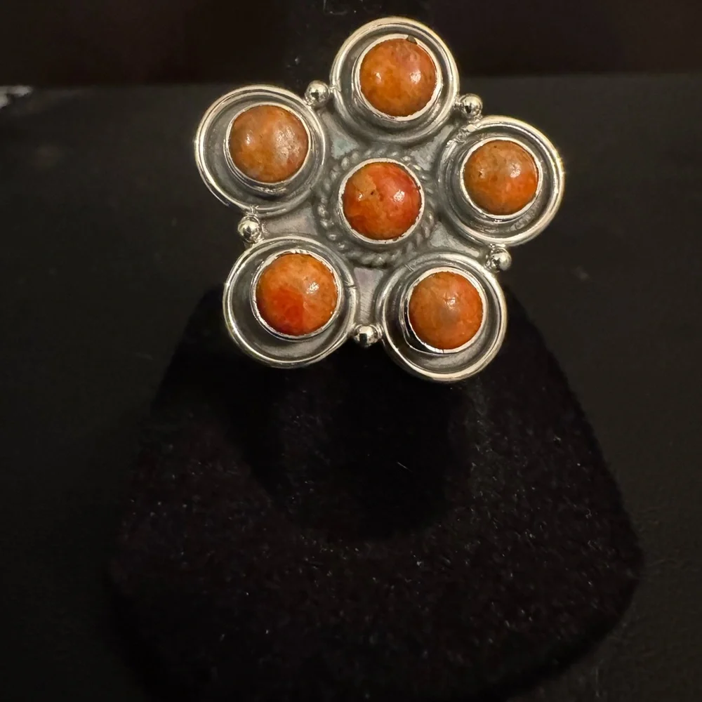 Sterling Silver and‎ desert Jasper Orange Stone Ring
